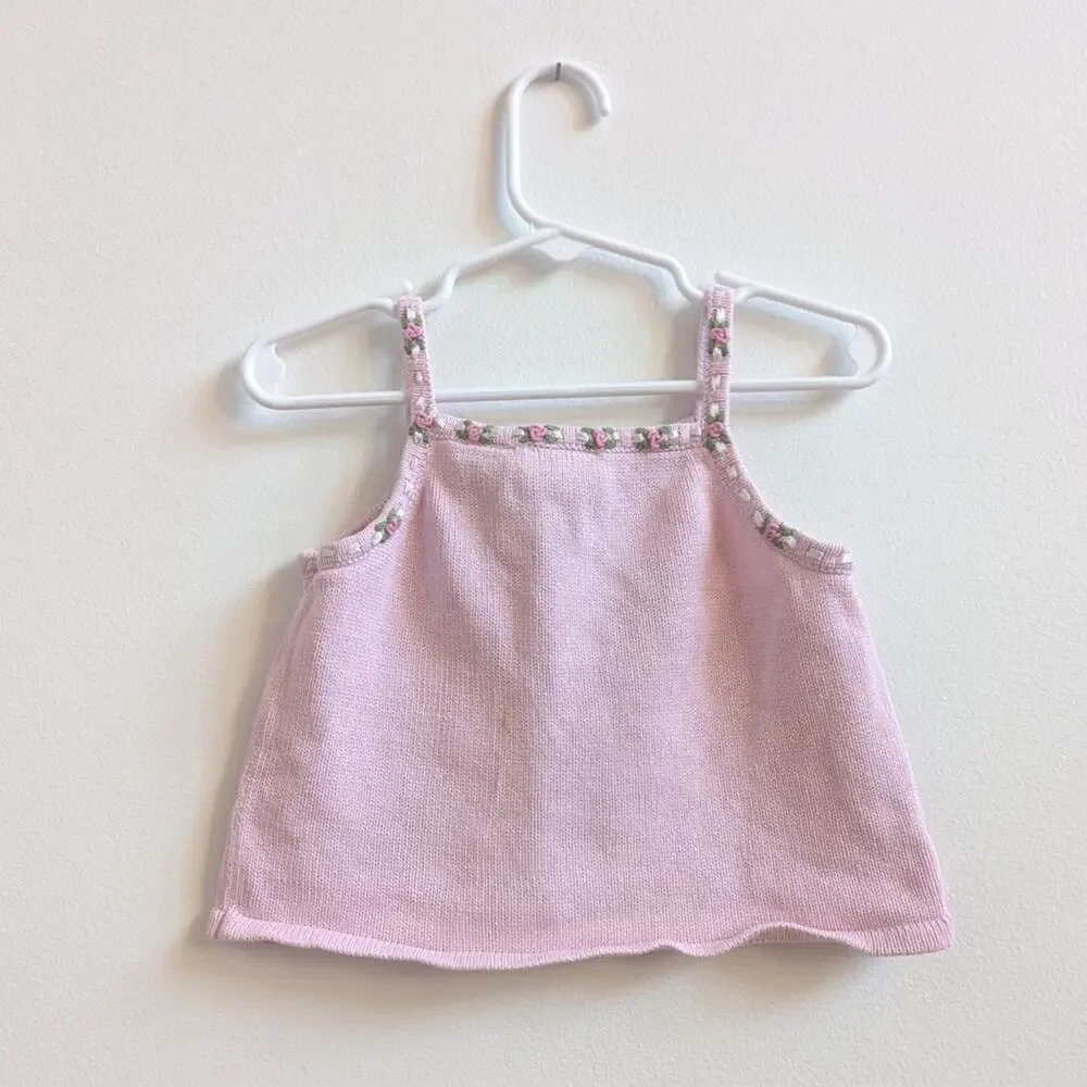 Vtg 90s Gymboree Tank Top Girls Sz 2-3T Pink Knitted